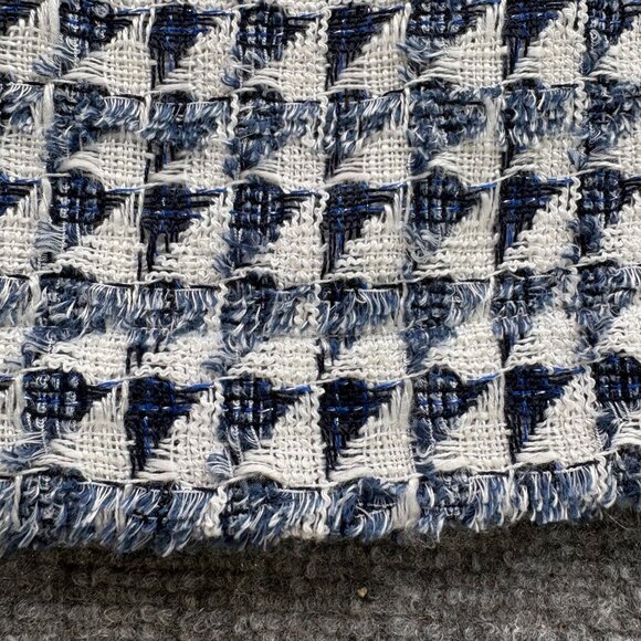 Loft Skirt Womens 12 Houndstooth Mini Blue White Pockets Tweed Preppy Career - Picture 2 of 13